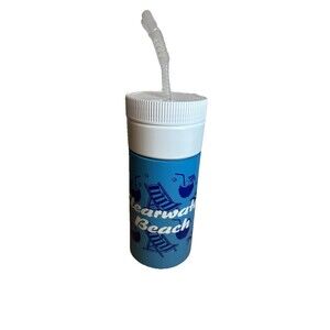 Vintage ‘90s Clearwater Beach Florida Foam Koozie Cup w/ Straw Retro